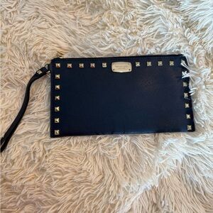 Michael Kors Navy Leather Clutch